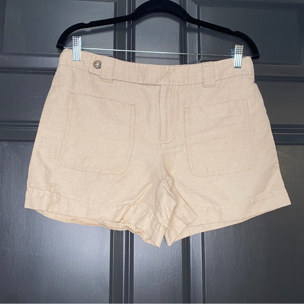 Anthropologie Daughters of the Liberation Khaki Linen Blend Shorts Size 8